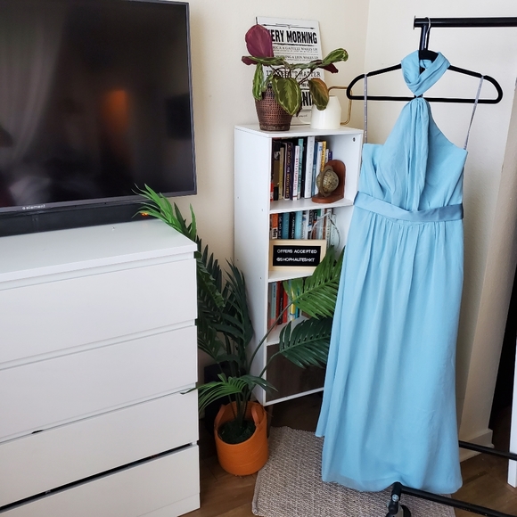 Vera Wang Halter Neck Bridesmaid Dress Mist - Picture 2 of 7